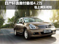 日產軒逸首付最低4.2萬——包上牌 稅險
