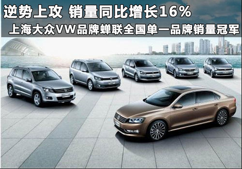 上海大众VW 蝉联全国单一品牌销量冠军