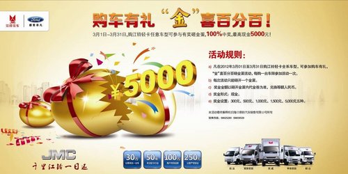 购江铃轻卡参与砸金蛋 100%中最高5000元