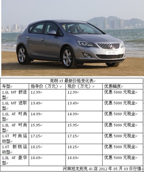 2012款英朗XT购车送1.6万礼包  有现车