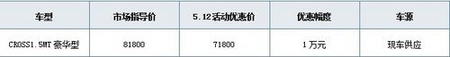 中华骏捷CROSS直降1万 建国中华有售