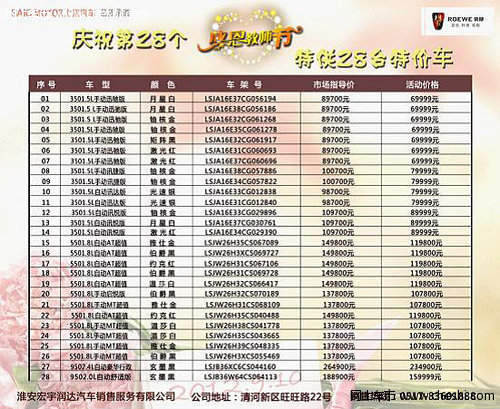 庆祝第28个教师节 荣威特供28台特价车