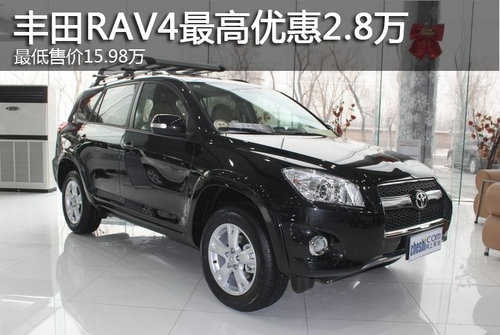 丰田RAV4最高优惠2.8万 最低售15.98万