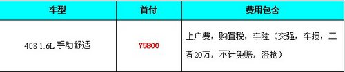 不买船票咱买车 408包牌仅需7.58万