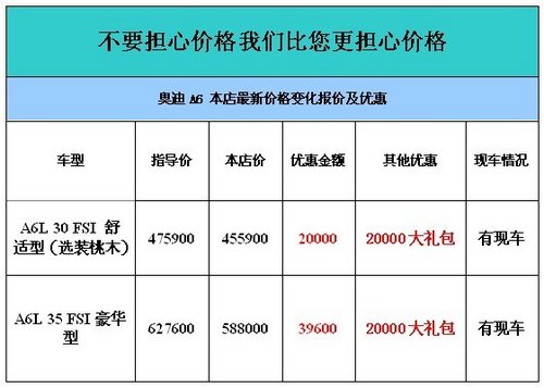 武漢奧迪樂享315 A6L團(tuán)購綜合優(yōu)惠6萬