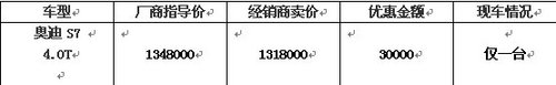 宜昌全新奥迪S7现金直降3万元现车销售