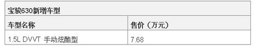 宝骏630炫酷版本正式上市 售价7.68万元