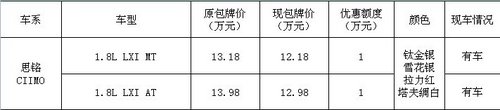 思铭购车优惠1万 还享2年24期“0”利息