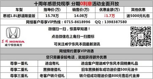 新思域劲爆钜惠22000元咸宁限时抢购