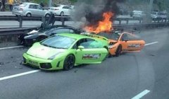 三辆兰博基尼撞车报废 千万瞬间化为泡影