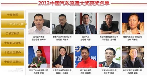 兰天集团荣获2013中国汽车流通年度大奖
