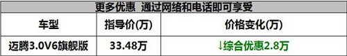 大众迈腾全省独家现车封顶惠28000元