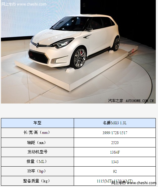 将搭1.5L发动机 上汽新MG3更多细节曝光
