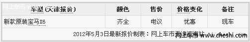 进口2012款宝马X6越野报价 天津港现车颜色齐全