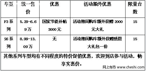 40辆特供车 驰宇比亚迪全系感恩钜献促销