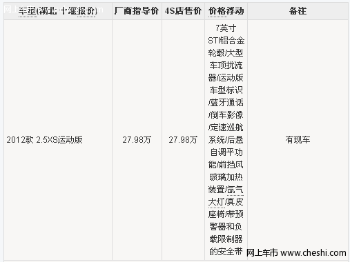 2012款森林人2.5XS运动版 店内现车销售