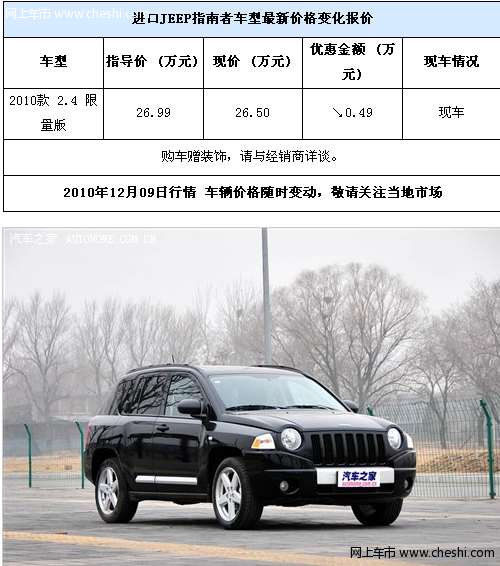 进口JEEP指南者限量版现车购车让4900元