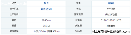 车友分享雅科仕3.5 AT JS350 参配信息