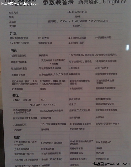 12月正式上市 全新桑塔纳配置表曝光