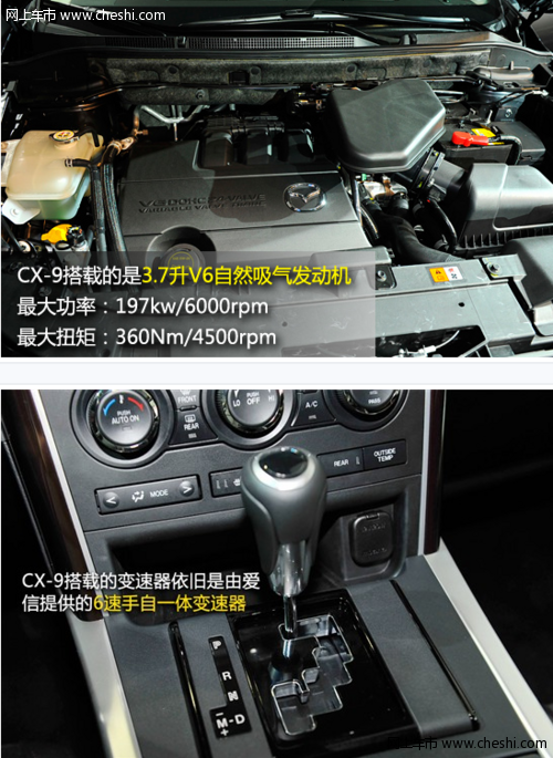 马自达CX-9沿用老款车型动力 3.7L V6 6速手自一体