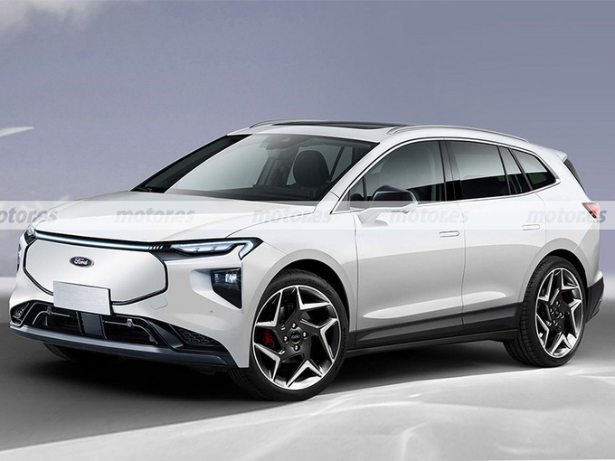 福特小号Mach-E曝光内配巨幅大屏/明年发布-图1