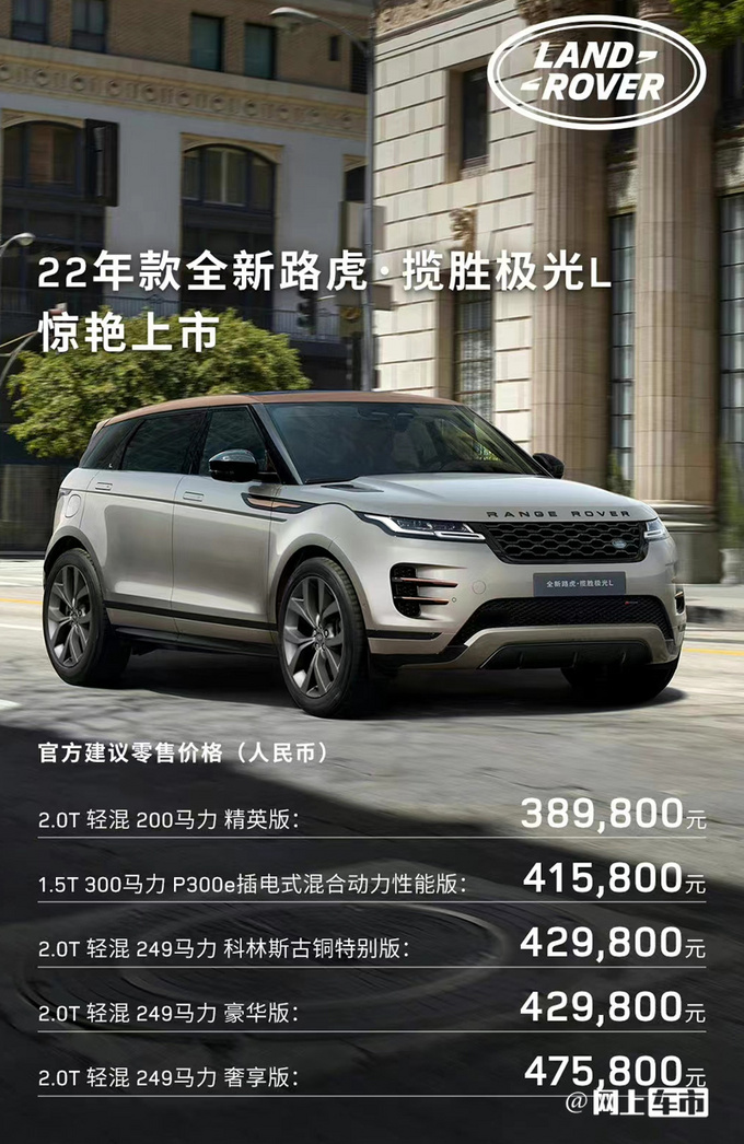 最高降3万路虎新揽胜极光l售3898万起造型更霸气
