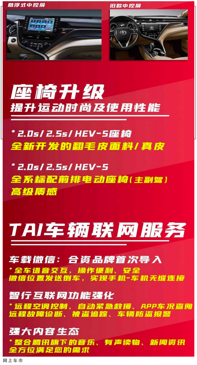 丰田新款凯美瑞配置曝光 增全液晶仪表+车载微信-图7