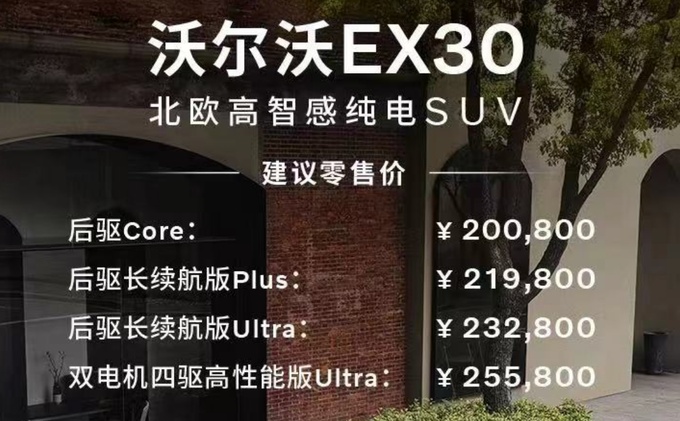 北欧风小型纯电SUV沃尔沃EX30上市售20.08-25.58万元-图1