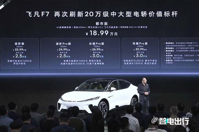 官方降价新版飞凡F7售18.99万元 续航500km-图1