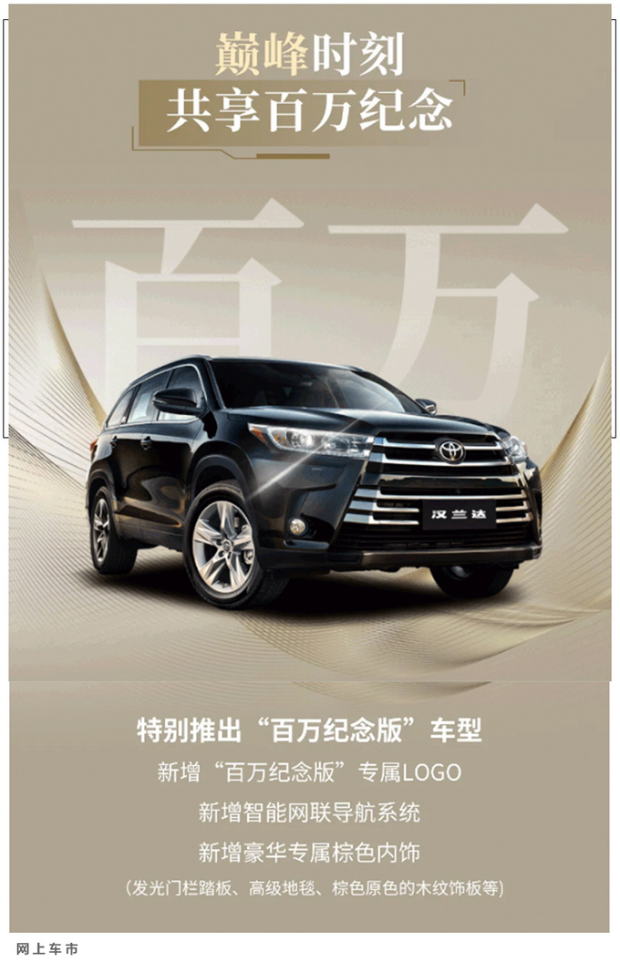 广汽丰田汉兰达销量破百万 推纪念版本-配置升级-图4