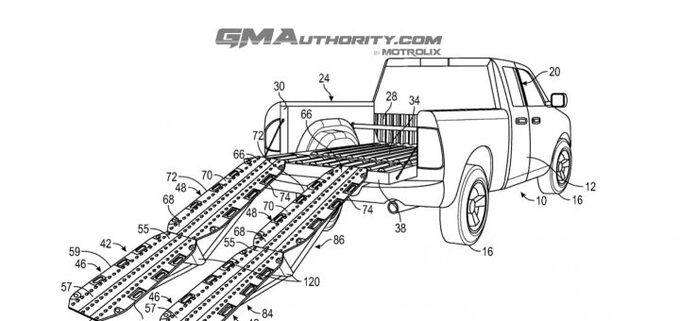 轻松将物品装到货箱通用汽车获可折叠皮卡货箱坡道专利-图1