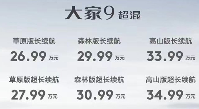 降1万上汽大家9超混售24.99万起平替别克GL8-图2