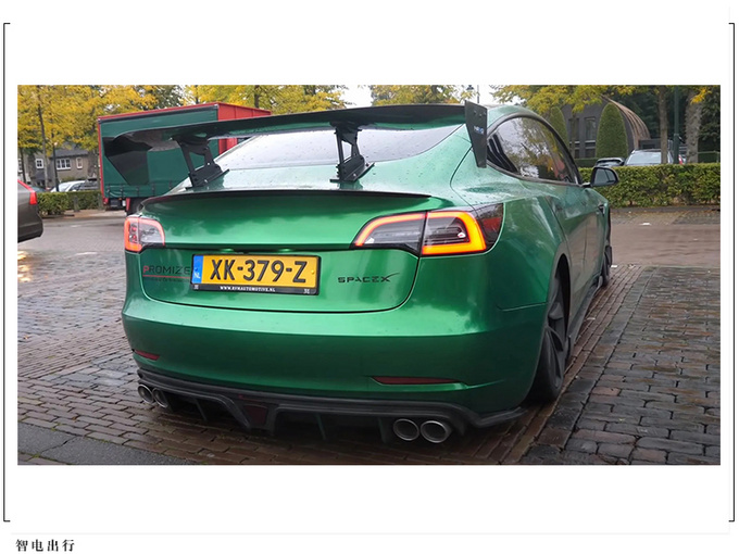 特斯拉Model 3个性改装 加装夸张尾翼和伪排气系统-图4
