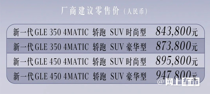 官涨4.9万奔驰新GLE轿跑84.38万起售 动力更强-图3