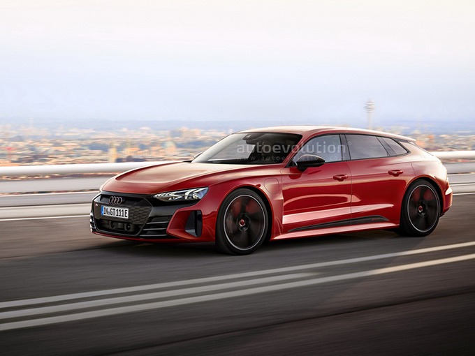 奥迪e-tron gt猎装渲染图悬浮式车顶/大尺寸轮毂-图1