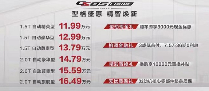 长安2021款CS85 COUPE上市 11.99万起售-换新外观-图4