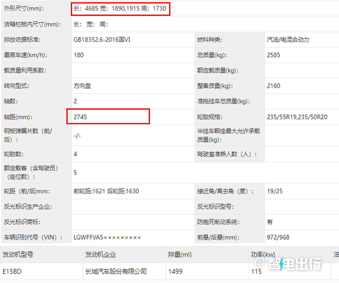 魏牌新拿铁PHEV实车曝光前脸酷似思皓 尺寸加长-图5